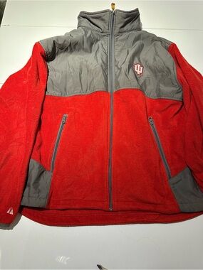 Majestic Men’s Crewneck Fleece Jacket in Red and Gray